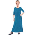 Blue Stone Texture Grunge, Stone Backgrounds Kids  Quarter Sleeve Maxi Dress