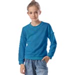 Blue Stone Texture Grunge, Stone Backgrounds Kids  Long Sleeve T-Shirt with Frill 