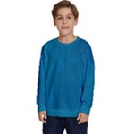 Blue Stone Texture Grunge, Stone Backgrounds Kids  Crewneck Sweatshirt