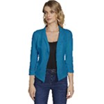 Blue Stone Texture Grunge, Stone Backgrounds Women s Casual 3/4 Sleeve Spring Jacket