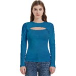 Blue Stone Texture Grunge, Stone Backgrounds Women s Cut Out Long Sleeve T-Shirt