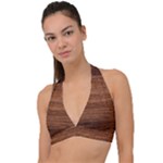 Brown Wooden Texture Halter Plunge Bikini Top