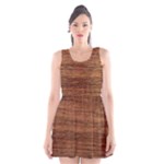 Brown Wooden Texture Scoop Neck Skater Dress