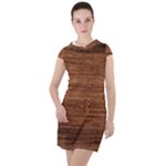 Brown Wooden Texture Drawstring Hooded Dress