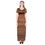 Brown Wooden Texture Short Sleeve Maxi Dress