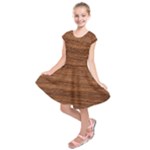 Brown Wooden Texture Kids  Short Sleeve Dress