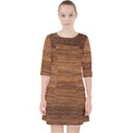 Brown Wooden Texture Quarter Sleeve Pocket Dress