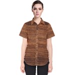 Brown Wooden Texture Women s Short Sleeve Shirt