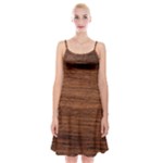 Brown Wooden Texture Spaghetti Strap Velvet Dress