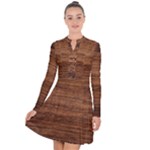 Brown Wooden Texture Long Sleeve Panel Dress