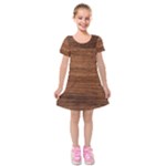 Brown Wooden Texture Kids  Short Sleeve Velvet Dress