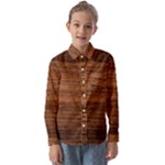Brown Wooden Texture Kids  Long Sleeve Shirt