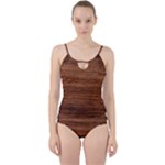 Brown Wooden Texture Cut Out Top Tankini Set