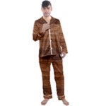 Brown Wooden Texture Men s Long Sleeve Satin Pajamas Set