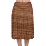 Brown Wooden Texture Velvet Flared Midi Skirt