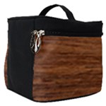 Brown Wooden Texture Make Up Travel Bag (Small)