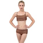 Brown Wooden Texture Layered Top Bikini Set