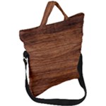 Brown Wooden Texture Fold Over Handle Tote Bag