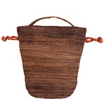 Brown Wooden Texture Drawstring Bucket Bag