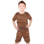 Brown Wooden Texture Kids  T-Shirt and Shorts Set