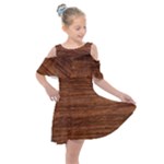 Brown Wooden Texture Kids  Shoulder Cutout Chiffon Dress