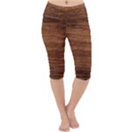Brown Wooden Texture Lightweight Velour Cropped Yoga Leggings