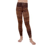 Brown Wooden Texture Kids  Lightweight Velour Leggings