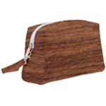 Brown Wooden Texture Wristlet Pouch Bag (Large)