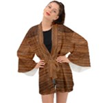 Brown Wooden Texture Long Sleeve Kimono