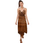Brown Wooden Texture Halter Tie Back Dress 