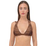 Brown Wooden Texture Double Strap Halter Bikini Top