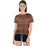 Brown Wooden Texture Open Back Sport T-Shirt