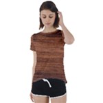 Brown Wooden Texture Short Sleeve Open Back T-Shirt