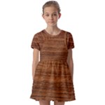 Brown Wooden Texture Kids  Short Sleeve Pinafore Style Dress