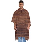 Brown Wooden Texture Men s Hooded Rain Ponchos