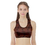 Brown Floral Pattern Floral Greek Ornaments Sports Bra with Border