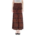 Brown Floral Pattern Floral Greek Ornaments Full Length Maxi Skirt