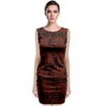 Brown Floral Pattern Floral Greek Ornaments Sleeveless Velvet Midi Dress