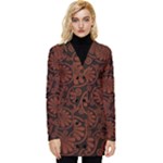 Brown Floral Pattern Floral Greek Ornaments Button Up Hooded Coat 