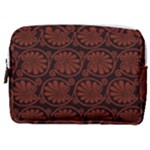 Brown Floral Pattern Floral Greek Ornaments Make Up Pouch (Medium)