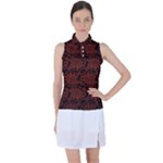 Brown Floral Pattern Floral Greek Ornaments Women s Sleeveless Polo T-Shirt