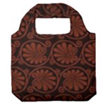 Brown Floral Pattern Floral Greek Ornaments Premium Foldable Grocery Recycle Bag