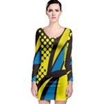 Colorful Abstract Background Art Long Sleeve Bodycon Dress