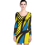 Colorful Abstract Background Art Long Sleeve Velvet Bodycon Dress