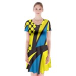 Colorful Abstract Background Art Short Sleeve V-neck Flare Dress