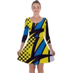 Colorful Abstract Background Art Quarter Sleeve Skater Dress