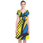 Colorful Abstract Background Art Short Sleeve Front Wrap Dress