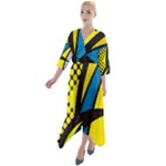 Colorful Abstract Background Art Quarter Sleeve Wrap Front Maxi Dress