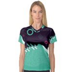 Colorful Background, Material Design, Geometric Shapes V-Neck Sport Mesh T-Shirt