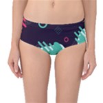 Colorful Background, Material Design, Geometric Shapes Mid-Waist Bikini Bottoms